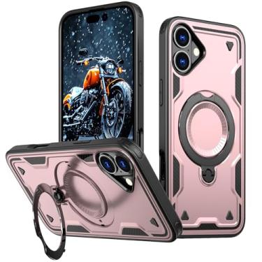 Imagem de SORAKA Capa para iPhone 16 com suporte,compatível com MagSafe,Capa iPhone 16 com chapa de ferro Capa resistente que absorve choques Proteção contra quedas de nível militar