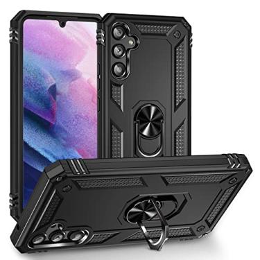 Imagem de SORAKA Capa para Samsung Galaxy A34 5G com suporte de anel capa armadura para Samsung Galaxy A34 5G capa traseira de policarbonato rígido com placa de metal para suporte magnético de telefone carro