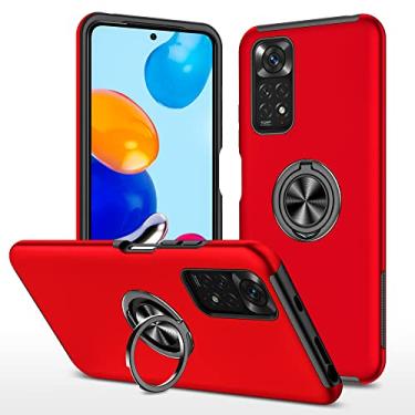 Imagem de SORAKA Capa para Xiaomi Redmi Note 11 com suporte de anel invisível e placa de metal para montagem magnética em carro Capa rígida para PC Capa Xiaomi Redmi Note 11S Capa