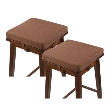 Imagem de LYLNBYWK Conjunto de 2 almofadas quadradas para cadeiras de bar antiderrapantes com laços, almofadas de assento pequenas adequadas para bancos de cafeteria de bistrô, 30,5 x 30,5 x 5 cm, marrom