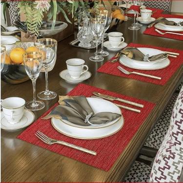 Imagem de Kit Jogo Americano Sousplat 100 Unidades Restaurantes Bar Hotel Mesa Posta Decoração - Sisal Vermelho Retangular