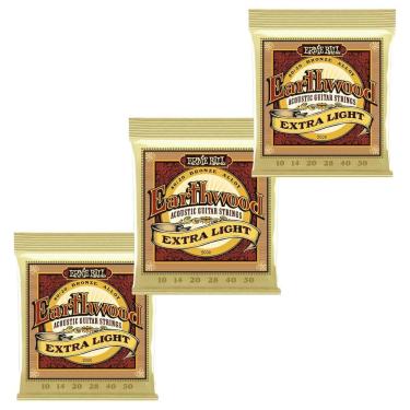 Imagem de Kit 3 Encordoamento Violão Aço Ernie Ball 010 Earthwood