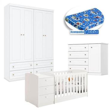 Imagem de Quarto Infantil Mississipi 4 Portas e Berço Multifuncional Atlanta Bra