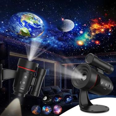Imagem de Projetor Galaxy Star, projetor planetário HD recarregável com bateria de 2000 mAh, projetor de teto montado na parede, rotação de 360° com cenários de nebulosa, luzes de quarto para decoração de