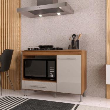 Imagem de Balcão de Cozinha para Cooktop/Forno 105cm com Tampo 1 Porta 1 Gaveta Multimóveis CR20498