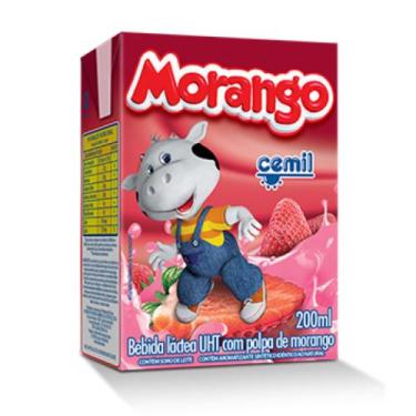 Imagem de Bebida Láctea Cemil morango Kit 12 Unidades De 200ml Cada