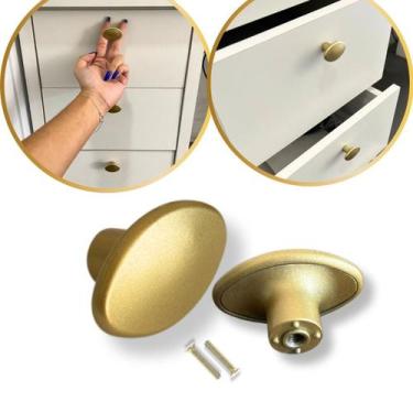 Imagem de Puxador Ponto Oval Dourado Fosco p/ Móveis, feito em Metal - Compras F