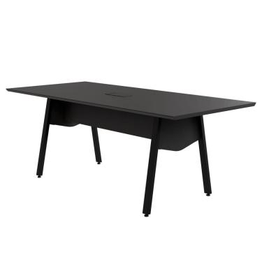 Imagem de Mesa de Reunião 20cm para 8 Pessoas com Caixa de Tomadas Industrial Executive Preto