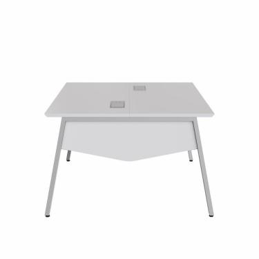 Imagem de Mesa Escritório Plataforma 2 Pessoas 135cm com Tampo Chanfrado Industrial Executive Cinza