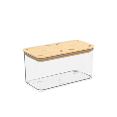 Imagem de Pote Hermético Retangular Coza Modo Bambu 1,3 Litros Cristal Brinox - 