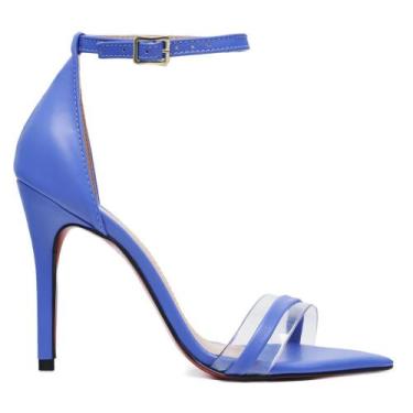 Imagem de Sandália Vitória Lugo Bico Folha Tira Silicone 10cm, Azul santorini, 3