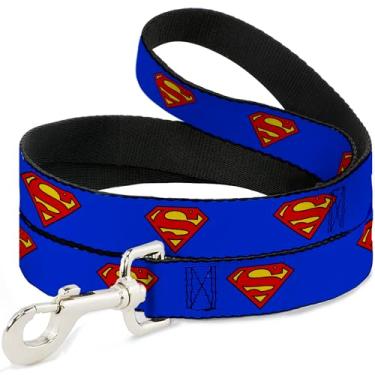 Imagem de Buckle-Down Coleira para cães Superman Shield azul disponível em diferentes comprimentos e larguras para cães e gatos pequenos, médios e grandes, multicolorida, 1,2 m de comprimento - 1,27 cm de