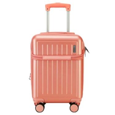 Imagem de Mala de Viagem de Bordo 8Kg Zíper EXPANSÍVEL Padrão ANAC Rígida Rodas duplas 360° Porta Copo Cadeado AntiFurto Resistente Espaçosa Entrada USB (Rosa)