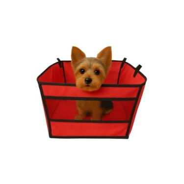 Imagem de Capa Protetora Impermeável para Banco de Carro Pet - Antiderrapante com Barras de Segurança, Banco para Cães à Prova D’água(Vermelho com Visor)