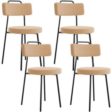 Imagem de Kit 04 Cadeiras Decorativas Estofada Para Sala De Jantar Barcelona L02