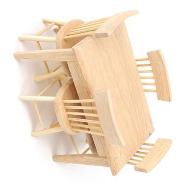 Imagem de SPYMINNPOO Conjunto de Cadeiras de Mesa Em Miniatura para Casa de Bonecas 1/12, Decoração de Casa de Bonecas, Acessório de Brinquedo Infantil, Modelo de Móveis de Madeira para Mini, Quarto, Brincar