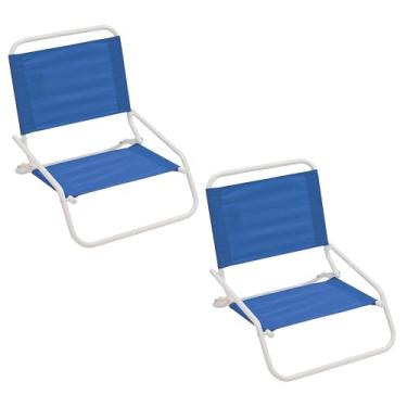 Imagem de Rio Brands Pacote com 2 poltronas de praia dobrável de 1 posição, poliéster, azul pacífico