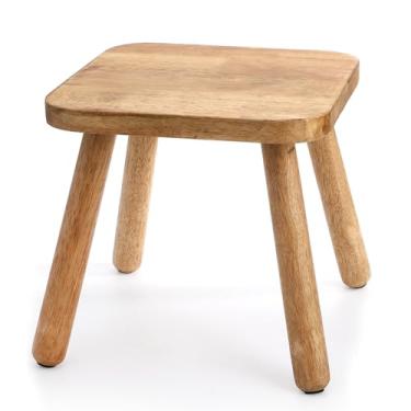 Imagem de Youeon Square Solid Wooden Step Stool, 11.8 Inch Non-Slip One Step Stool for Adults, Holds up to 300 Lbs, Portable & Sturdy, Footstool for Bedroom, Bathroom, Kitchen, Easy to Assemble