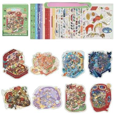 Imagem de 8 Sets DIY 3D Sticker Scene Make Your Own House Miniature Isometric Scene Stickers for Kids 3D Sticker Therapy Scene Material Book Stress Relief Pass The Time