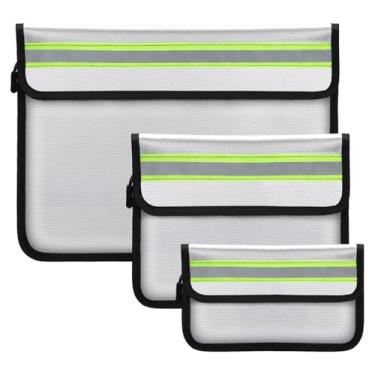 Imagem de NatureTouch Bolsa de documentos à prova de fogo 2,871.1 °C – Pacote com 3 – Bolsa para dinheiro à prova d'água com zíper e bolso – Suporte de documentos importante para dinheiro, objetos de valor