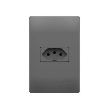 Imagem de Tomada Fame Habitat Onix 2P+T 10A com Placa 4x2, Onix