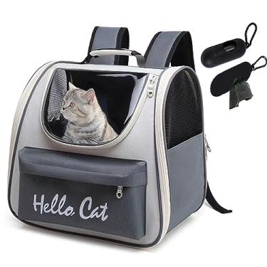 Imagem de Mochila de Transporte para Gatos e Cães Dobrável Acolchoada com Ventilação Ideal para Levar seu Pet Passear, Bolsa Transporte Animais até 8 (Cinza)