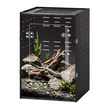 Imagem de REPTVIVA Gabinete de tanque de répteis de PVC de 28 x 28 x 40 cm - Terrário blecaute de 5 lados com parte superior de malha para lagartixas de crista, pequenos lagartos, sapos e animais de estimação