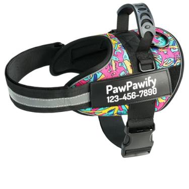 Imagem de Peitoral essencial personalizado para cães, colete personalizado para animais de estimação com nome e número de telefone, sem asfixia, refletivo, ajustável e acolchoado, fácil de caminhar e treinar