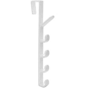 Imagem de Kit Cabide Suporte Para Porta Com 5 Ganchos Para Pendurar Da Porta/Bolsas/Chapéus/Acessórios(Branco,1unid)