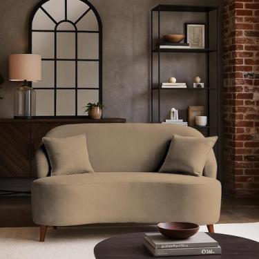 Imagem de Sofá Orgânico Curvo 2 Lugares Feijão Suede - BL Decor, Cacau