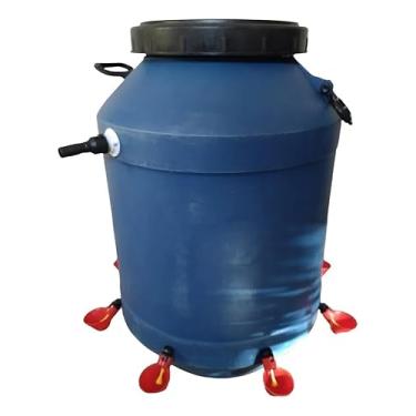 Imagem de Reservatório de Água Pet Bombona de 50 Litros com Boia Mais 8 Bebedouros Automáticos Tipo Copinho Para Criação de Aves