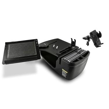 Imagem de AutoExec AE-RDFS-PS-VC-BT Reach Desk banco frontal para carro e estação de trabalho portátil com suporte para impressora e clipe de ventilação do telefone, preto