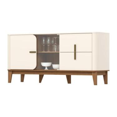 Imagem de Buffet Rael 2 Portas 2 Gavetas Retrô Off White/Nature - Henn