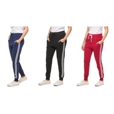 Imagem de Kit com 03 calças de moletom feminina saruel skinny sport luxo - Wooks