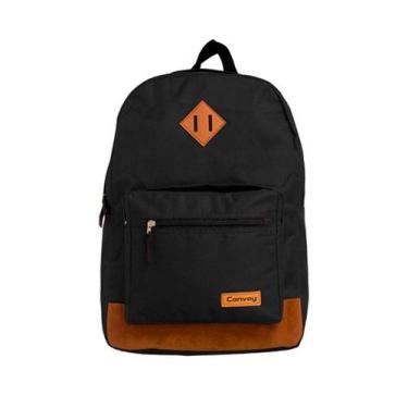 Imagem de Mochila Juvenil Convoy Preta com Marrom - YINS, Preto, Marrom, Único