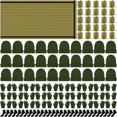 Imagem de Chicingyou 120 peças de kit térmico de aquecimento de inverno para sem-teto, cobertor de emergência, saco de dormir, gorros, meias quentes, luvas de tela sensível ao toque, para clima frio