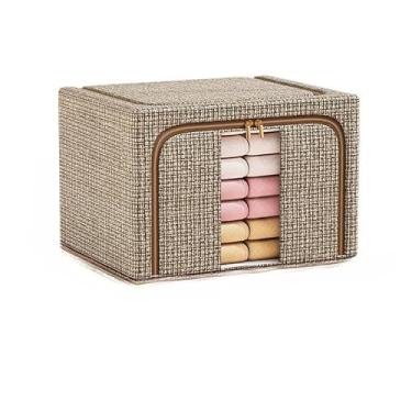 Imagem de Caixa Organizadora para Guarda-Roupa Dobrável com Visor Transparente - Organizador de Roupas, Brinquedos, Lençol e Edredom(marrom P)