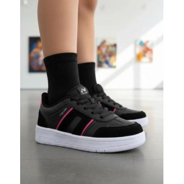 Imagem de Tênis Infantil Via Vip Escolar Juvenil Camurça Menina, 29, Preto