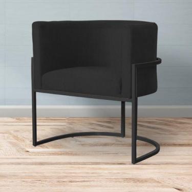 Imagem de Poltrona Decorativa Consultório Luna Suede Base Preta - Straso Móveis,