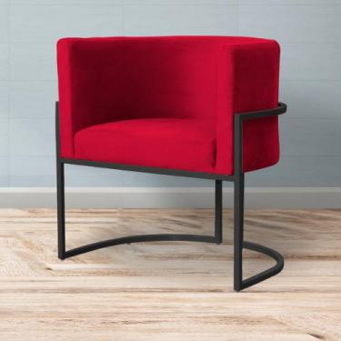 Imagem de Poltrona Decorativa Recepção Base Preta Luna Veludo - Straso Móveis, V