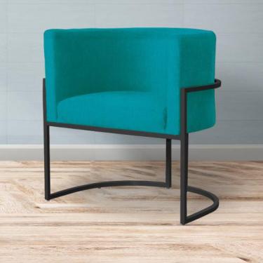 Imagem de Poltrona Decorativa Escritório Luna Suede Base Preta - Straso Móveis, 