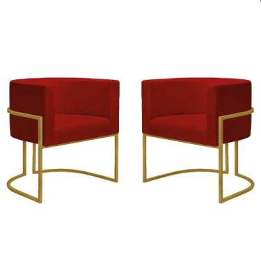 Imagem de Kit 2 Poltronas Decorativa Escritório Luna Base Dourada - Straso, Sued