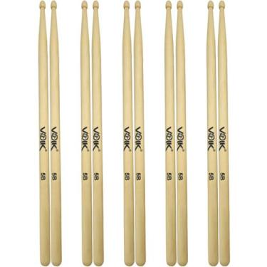 Imagem de Kit Pares de Baquetas Ponta de Madeira Maple Voik 5B, 5