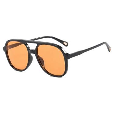 Imagem de Óculos de sol aviador retrô feminino masculino moderno quadrado anos 70 clássico vintage aviadores óculos de sol, Preto, amarelo