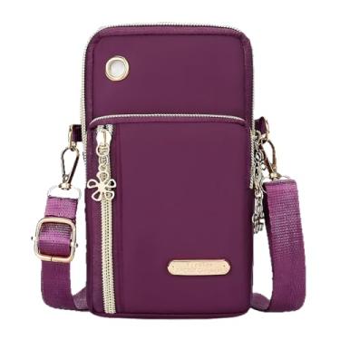 Imagem de Bolsa tiracolo pequena para mulheres - Bolsas de telefone com alça transversal - Bolsa de braço de nylon leve, Roxo escuro, Small