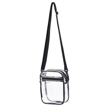 Imagem de Bolsa transversal transparente em PVC com zíper bolsa carteiro casual transparente (P)