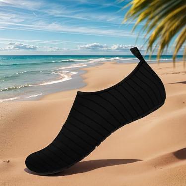 Imagem de Sapatos aquáticos para mulheres e homens, meias aquáticas de secagem rápida, natação, praia, descalço, ioga, exercício, esportes, piscina, acampamento, calçados SXX01, Preto, 9-10 Women/7-8 Men