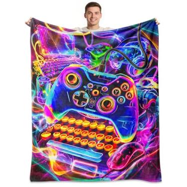 Imagem de Cobertor de jogos para meninos, cobertor de presente para meninos e crianças, cobertor macio aconchegante para sofá ou quarto, coisas de jogos 152 x 203 cm