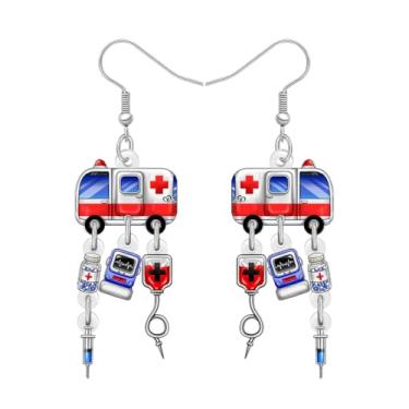 Imagem de Brincos de acrílico fofos de ambulância para enfermeira de ônibus, presente divertido, brincos de graduação, joias de apreciação, ideias de presentes para mulheres, enfermeira, semana, médico RN