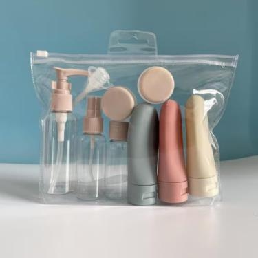 Imagem de Conjunto de recipientes de viagem premium | Garrafas de prensa portáteis para cosméticos, xampu, loção e creme, garrafas recarregáveis seladas a vácuo 3, Conjunto de 11 peças estilo nórdico